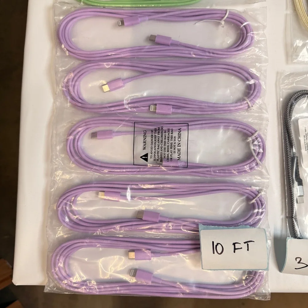 Lot of 17 USB C to Lightning & USB C to USB C Fast Charging Cables 3ft 6ft‎ 10ft